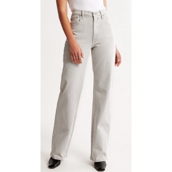 Abercrombie & Fitch Women's High Rise Jeans - Light Gray - Picture 5 of 8